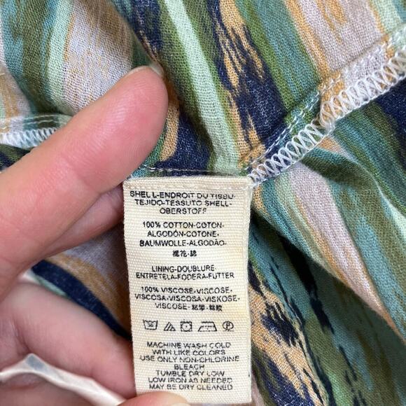 Free People Sz L Heart Shaped Face Asymmetrical Ruffled Mini Dress Green Boho - Picture 12 of 16